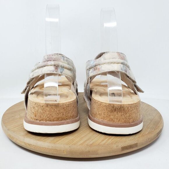 Clarks Sandals Women 7 Brynn Step Slide‎ Floral Low Wedge Platform Comfort Shoes - Picture 8 of 13